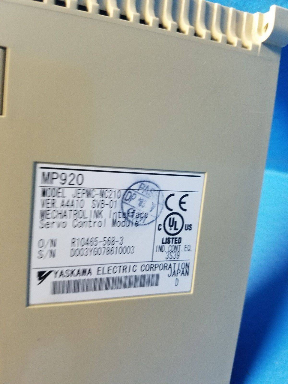 Yaskawa MP920 JEPMC-MC210 Ver A4A10 SVB-01 Mechatrolink Interface Servo Control (MM1116-1)