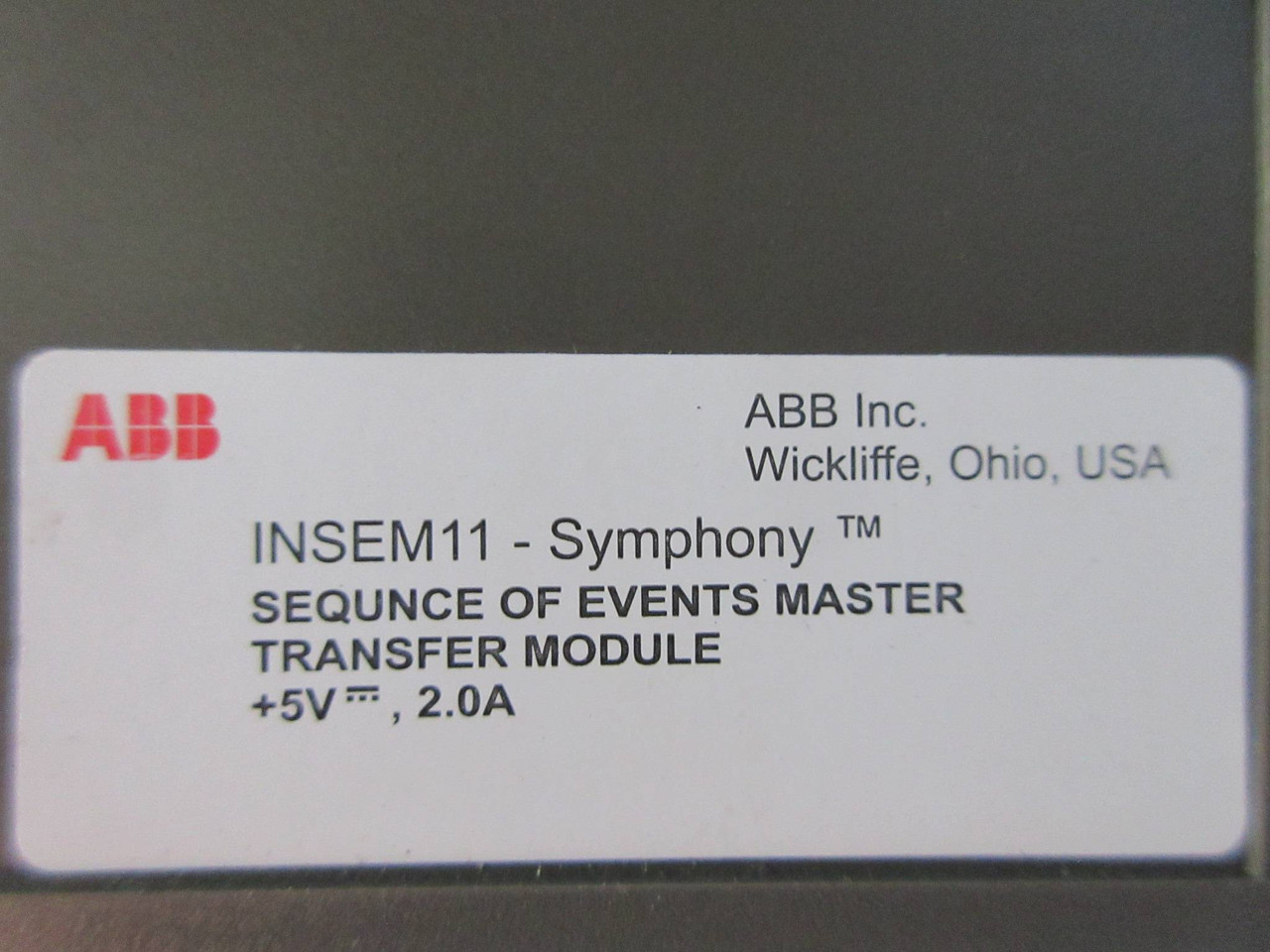ABB Bailey INSEM11 Symphony Sequence Of Events Master Transfer Module 6644375A5 (TK2253-1)