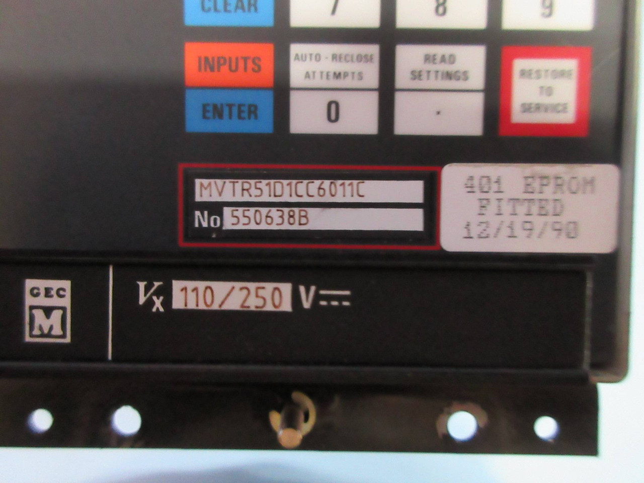 GEC Alsthom MVTR51D1CC6011C MVTR Relay Module MVTR 110/250V (TK2399-1)