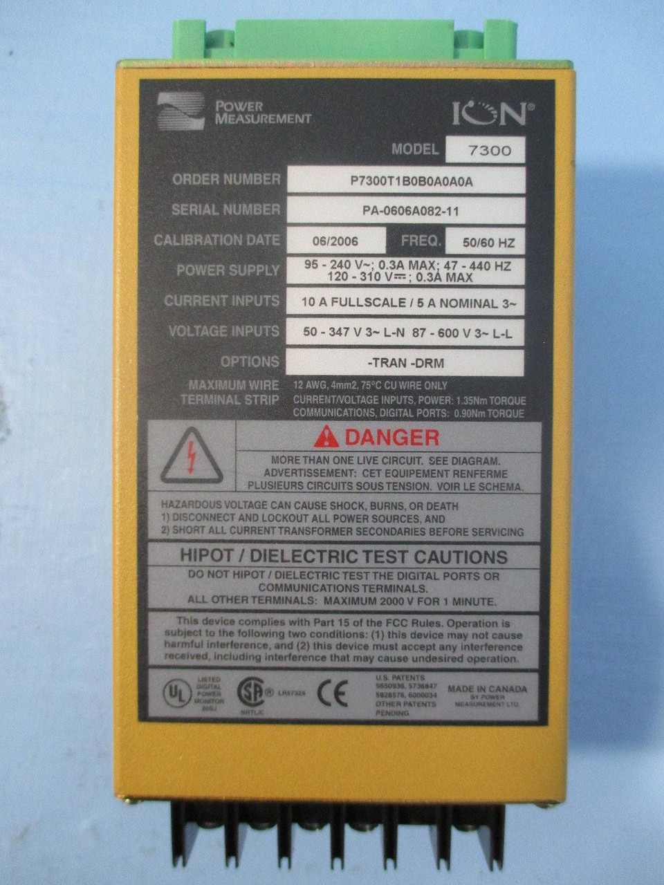Image of Power Measurement Ion Type 7300 P7300T1B0B0A0A0A Operator Interface 60 Hz