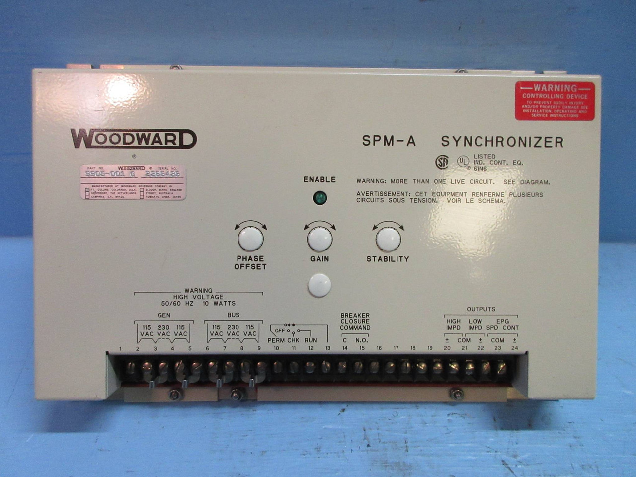 Woodward 9905-001-G SPM-A Synchronizer Module 9905001 Rev. G 115V 230V (TK2483-4)
