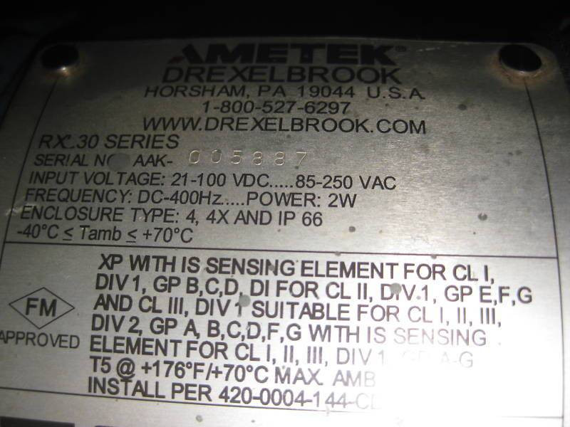 Ametek Drexelbrook RXL 30 Sensor AAK-005887 RXL30 4X (EBI0416-1)
