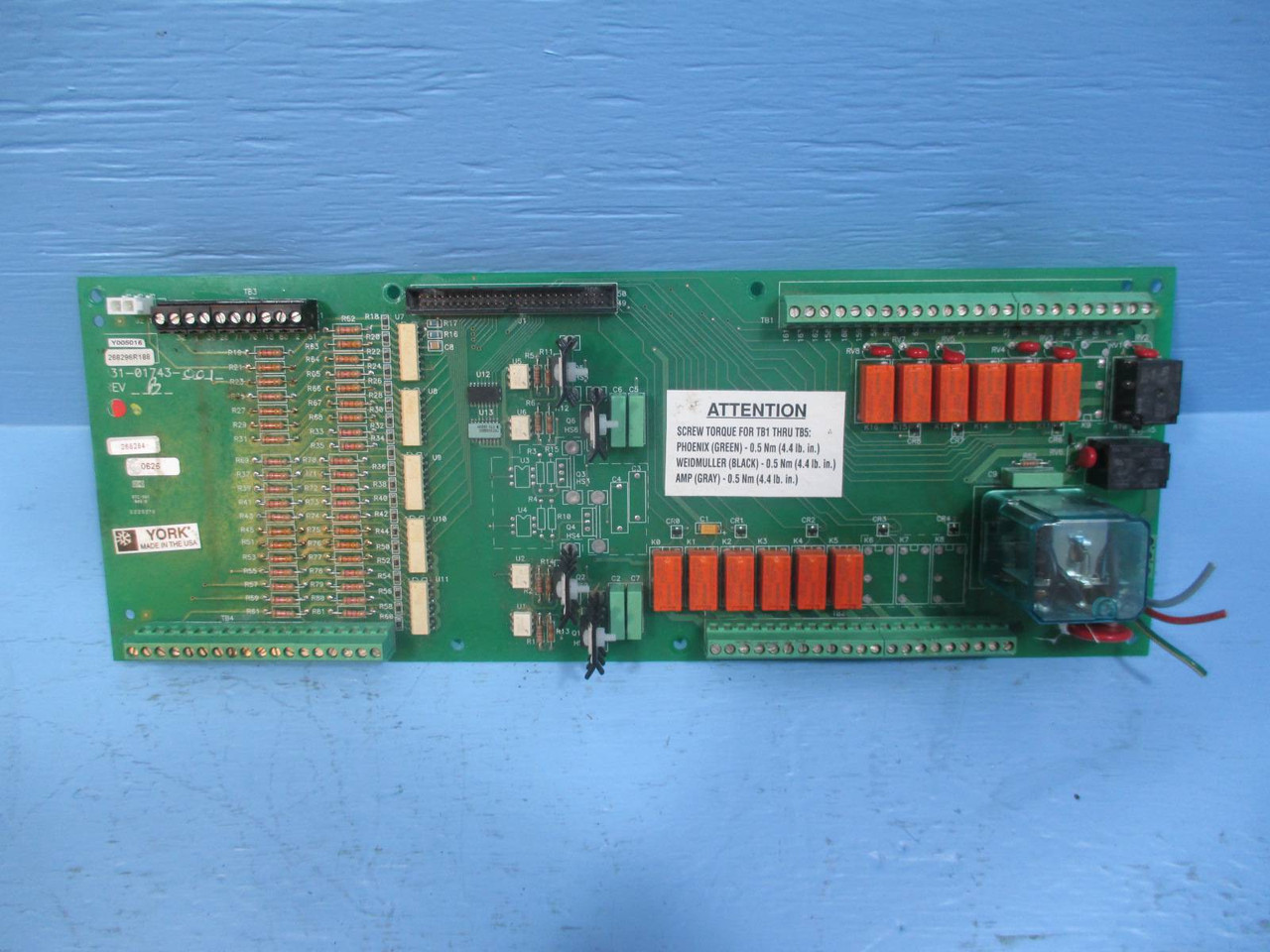 Image of York 031-01743-001 Rev B Chiller Input / Output Control Board