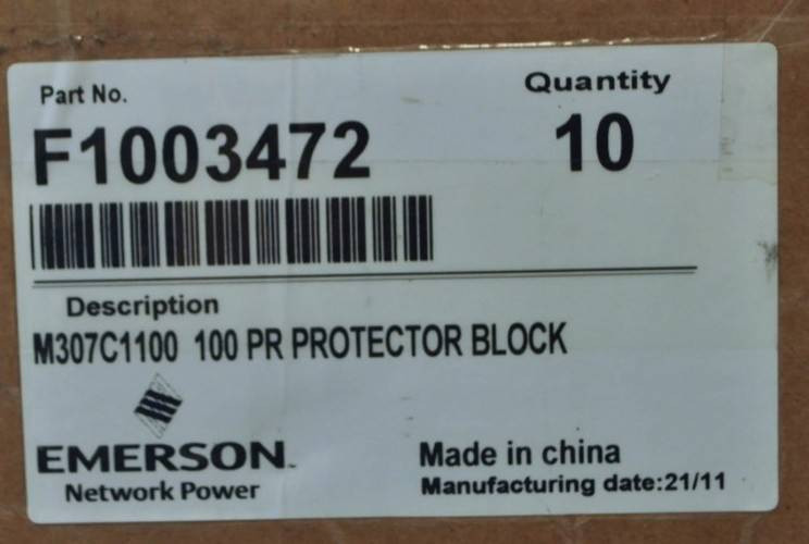 New Emerson F1003472 100 PR Protector Block M307C1100 (YY0858-14)