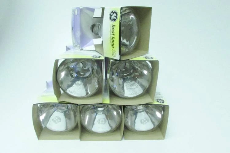 Image of NEW GE Lighting 250R40/1 Lot of 6 Heat Lamp Light Bulbs 250W/R40/1 (BOX OF 6)