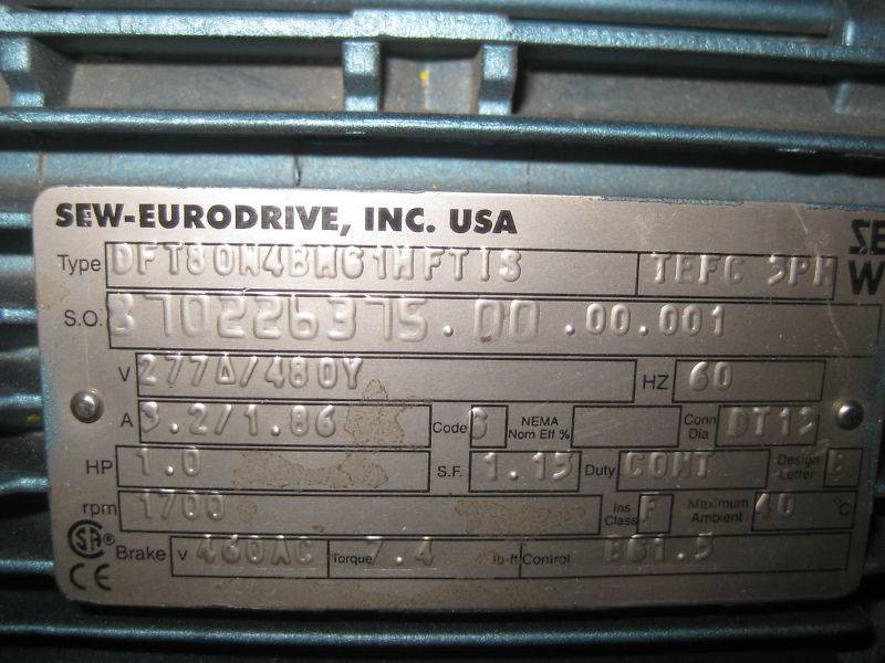 Sew Eurodrive R107R77D 1HP Ratio:469.0 Gear Reducer NEW (EBI3645-1)