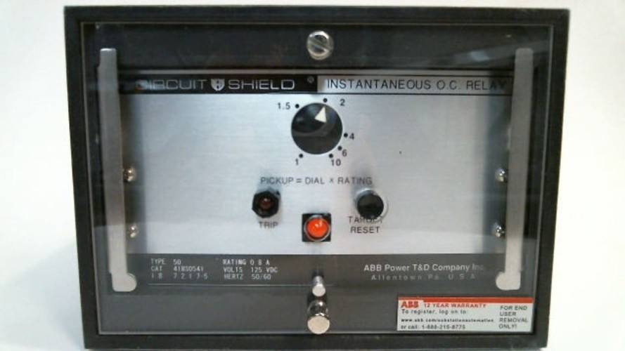 New ABB Circuit Shield 418S0541 Type 50 Instantaneous Overcurrent Relay 125VDC (YY3558-1)