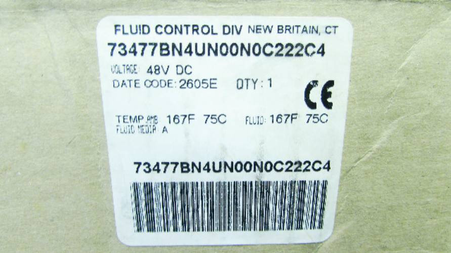 New Parker 73477BN4UN00N0C222C4 48VDC 10W 4 Way Solenoid Valve 30-150PSI NIB (YY3237-1)