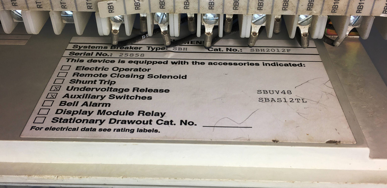 Siemens SBH2012 SBH 1200 Amp LI Circuit Breaker 1200A Plug & Aux & UVR SBH2012F (EM1864-1)