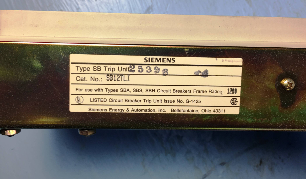 Siemens SBH2012 SBH 1200 Amp LI Circuit Breaker 1200A Plug & Aux & UVR SBH2012F (EM1864-1)