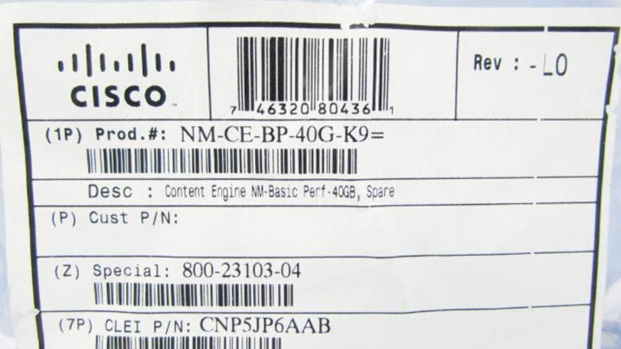 New Cisco NM-CE-BP-40G-K9 Content Engine 40GB Network Module NIB (YY3240-1)