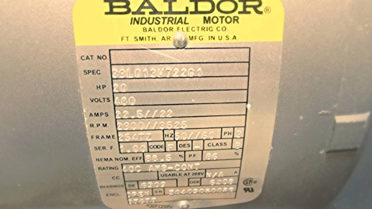 Baldor 37677 20 HP 480V Motor Cincinnati Fan LM-13.5B Blower Assembly LM13.5 (YY4036-1)