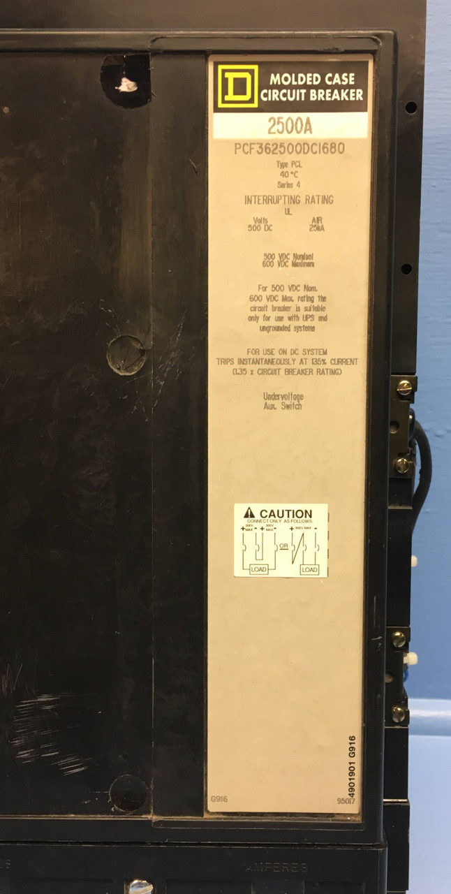 Square D PCF362500DC1680 2500A DC Circuit Breaker w Aux & UVR PCF362500 2500 Amp (EM1874-1)
