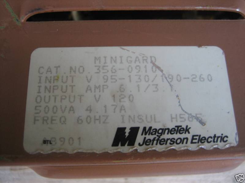 MagneTek MCR Constant Voltage Power Conditioner 3560910 500VA 120/240-120V .5kVA (EBI2692-1)