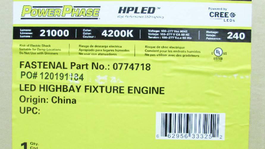 NEW Power Phase 0774718 240W 277V 4200K 21000 Lumen LED High Bay Fixture HPLED (YY3838-1)