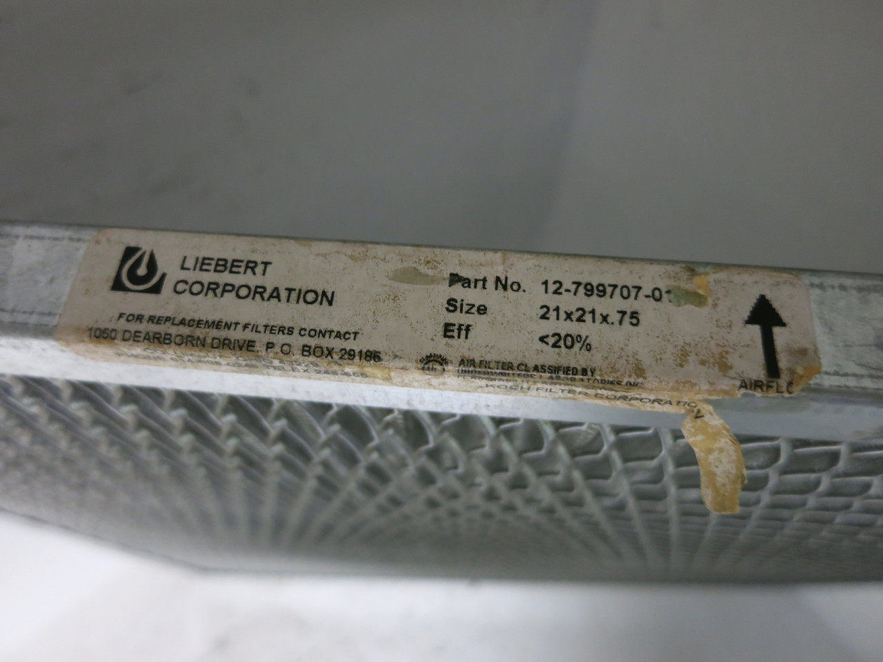 Liebert 12-799707-01 Air Filter 21" x 21" x 0.75" Koch Filter Corp 1279970701 (YY2274-3)