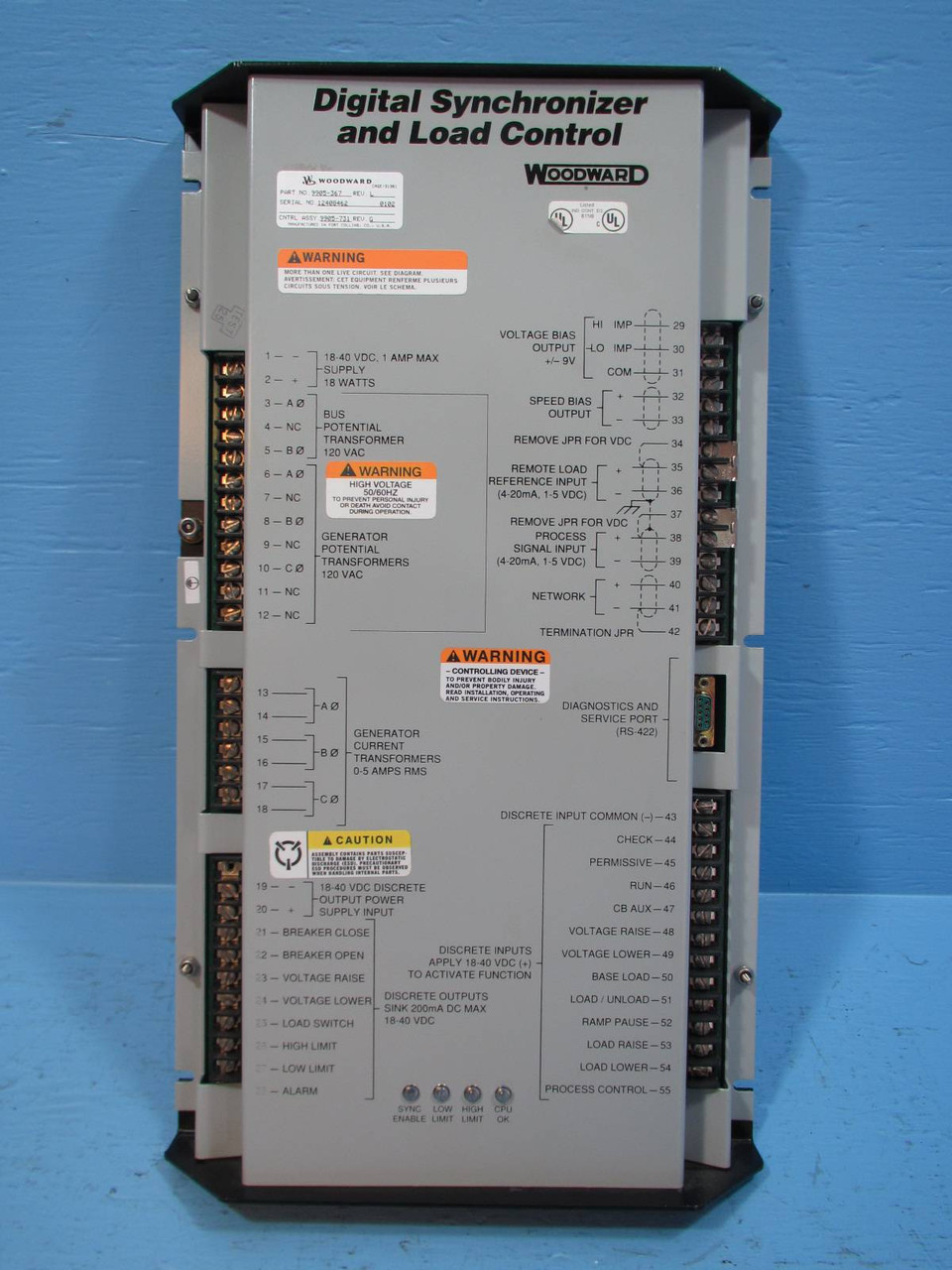 Woodward 9905-367 Digital Synchronizer and Load Control Relay 9905367 Rev L 731 (NP1555-1)