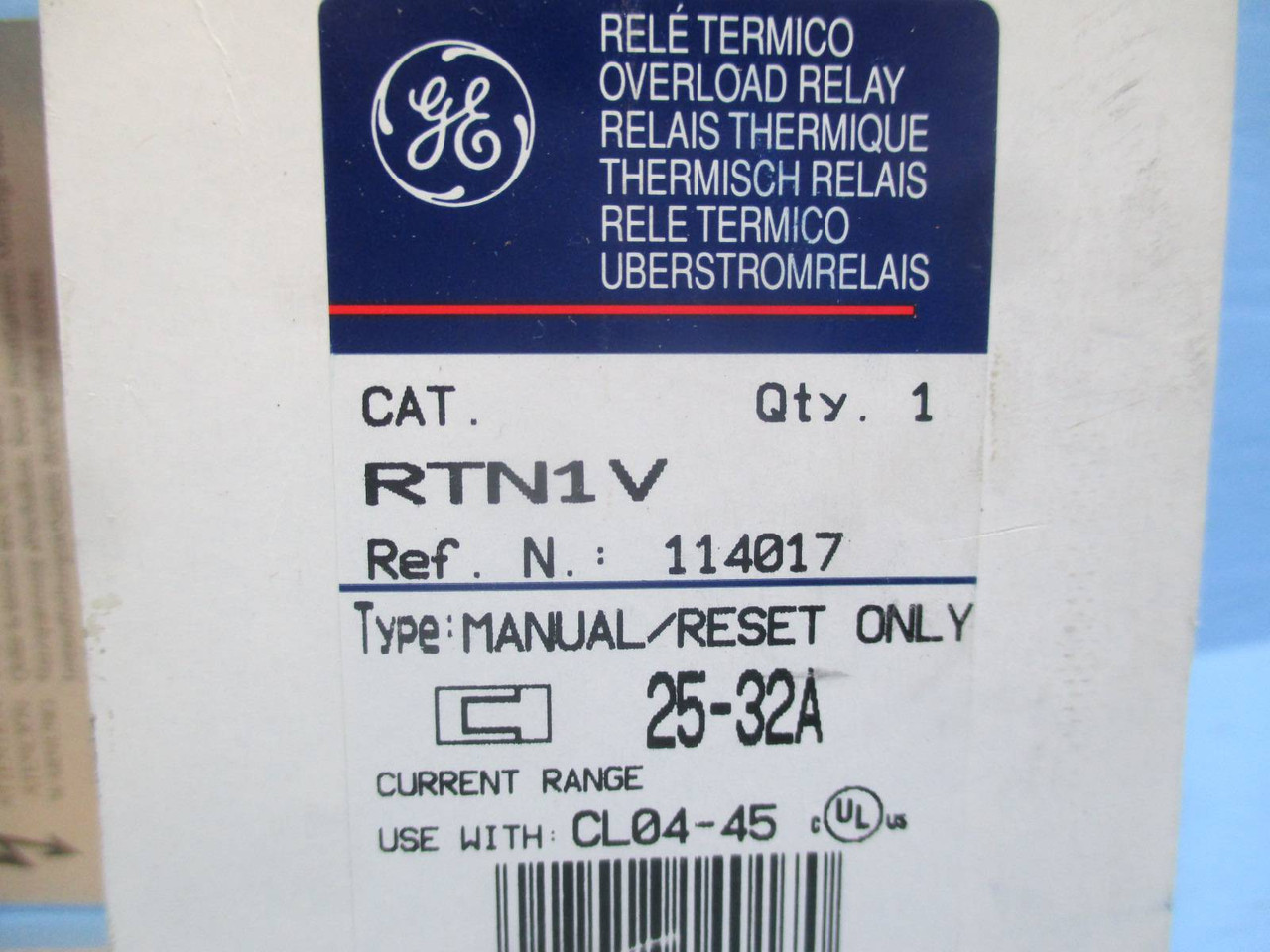 NEW (Lot of 3) GE RTN1V 25-32A 120V Direct Mount Reset Overload Relay NIB (YY1770-109)
