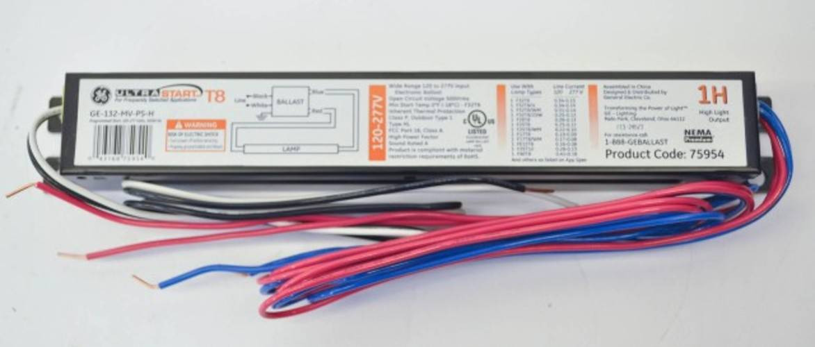 Image of GE GE-132-MV-PS-H 120-277V Electronic Ballast UltraStart T8 NEW (LOT OF 2)