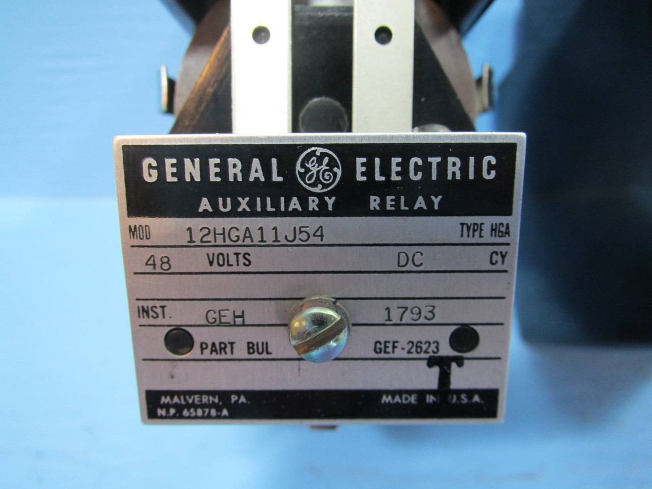 General Electric 12HGA11J54 Auxiliary Relay Type HGA GE 48 Volt DC GEF-2623 (NP1619-8)
