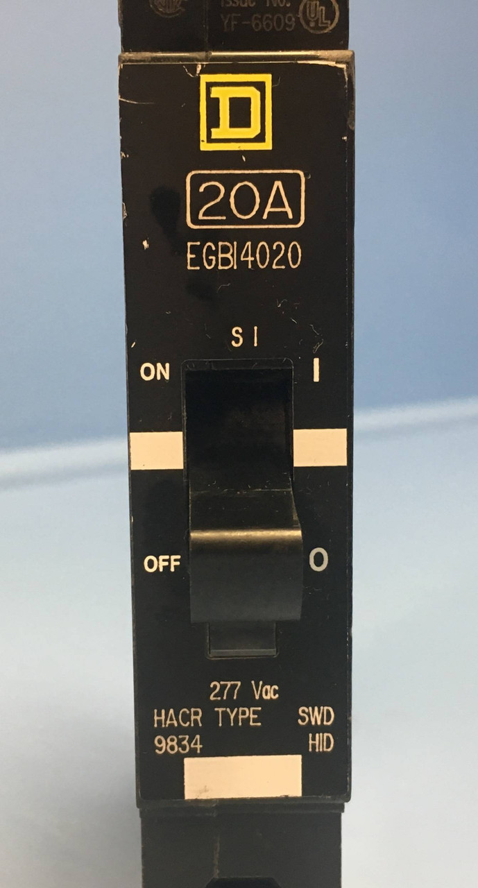 Lot of 5 Square D EGB14020 20A 1 Pole Circuit Breaker 277/240V 1 Pole 20 Amp 1P x5 (EM1973-36)
