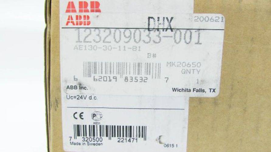 ABB AE130-30-11-81 New Contactor 600V 160 Amp 125HP 24VDC Coil AE130-30 160A NIB (YY3465-2)