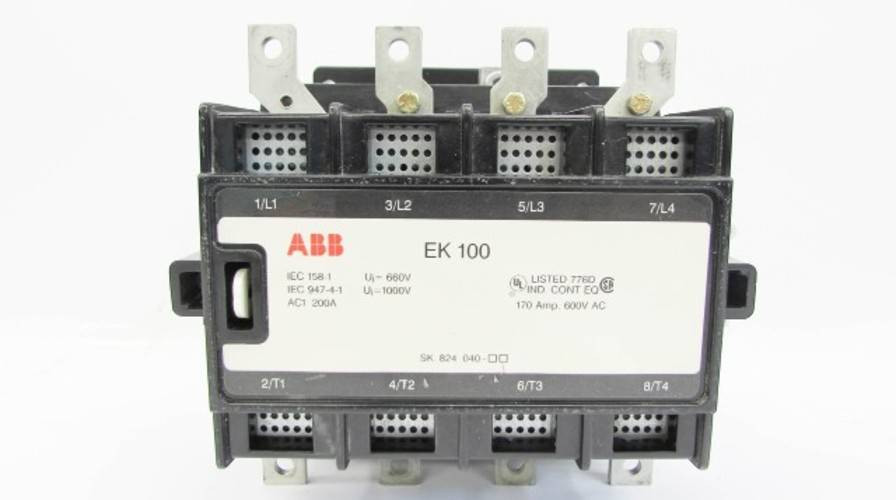 ABB EK-100 4-Pole Contactor 170 Amp 600V 24V DC Coil 170A EK100 (YY3017-10)