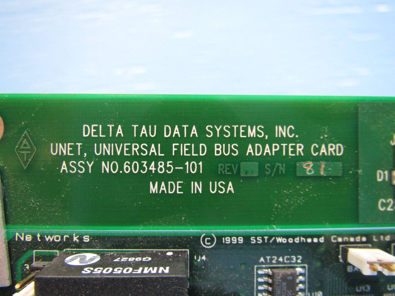 Delta Tau UNET 603485-101 Universal Field Bus Adapter Card PLC Module Comm NET (NP1669-1)
