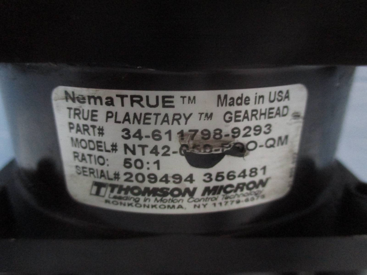 Thomson Micron NT42-050-POO-QM Ratio 50:1 NemaTRUE True Planetary Gearbox (DW0211-1)