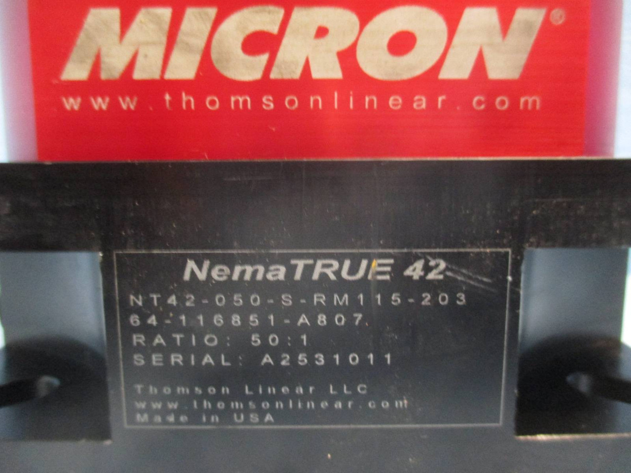 Thomson Linear NT42-050-S-RM115-203 Ratio 50:1 NemaTRUE 42 Gearbox Gear Reducer (DW0212-1)