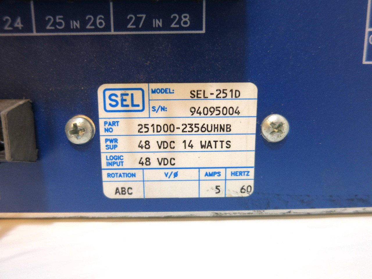 Schweitzer Engineering Laboratories SEL-251D Distribution Relay SEL251D 48 VDC (NP1694-1)