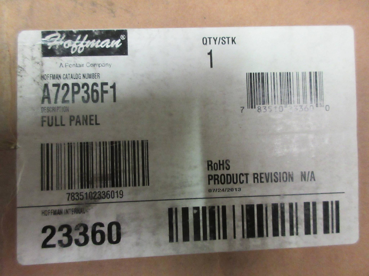 Hoffman A72P36F1 New in Box Enclosure White Steel Full Panel 60" x 32" 23360 NIB (TK2693-1)