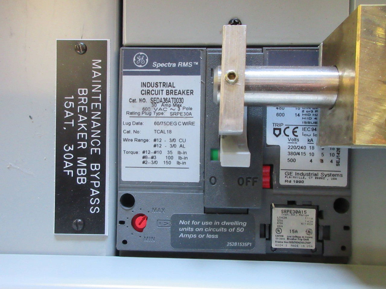 GE Spectra New SCP Plus UPS Maintenance Bypass Panelboard 30 Amp 480Y/277V 3P 4W (TK2697-1)