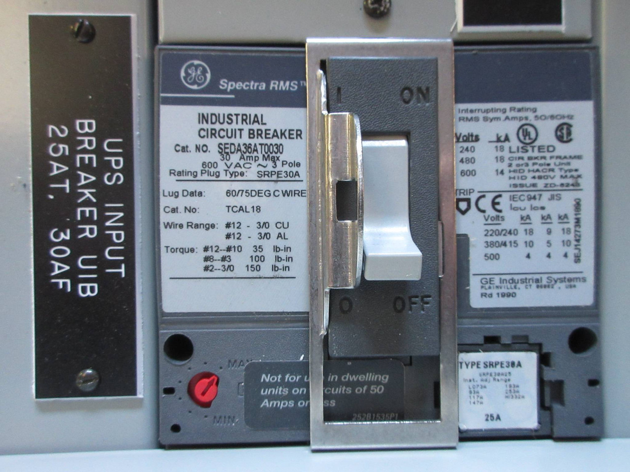 GE Spectra New SCP Plus UPS Maintenance Bypass Panelboard 30 Amp 480Y/277V 3P 4W (TK2697-1)
