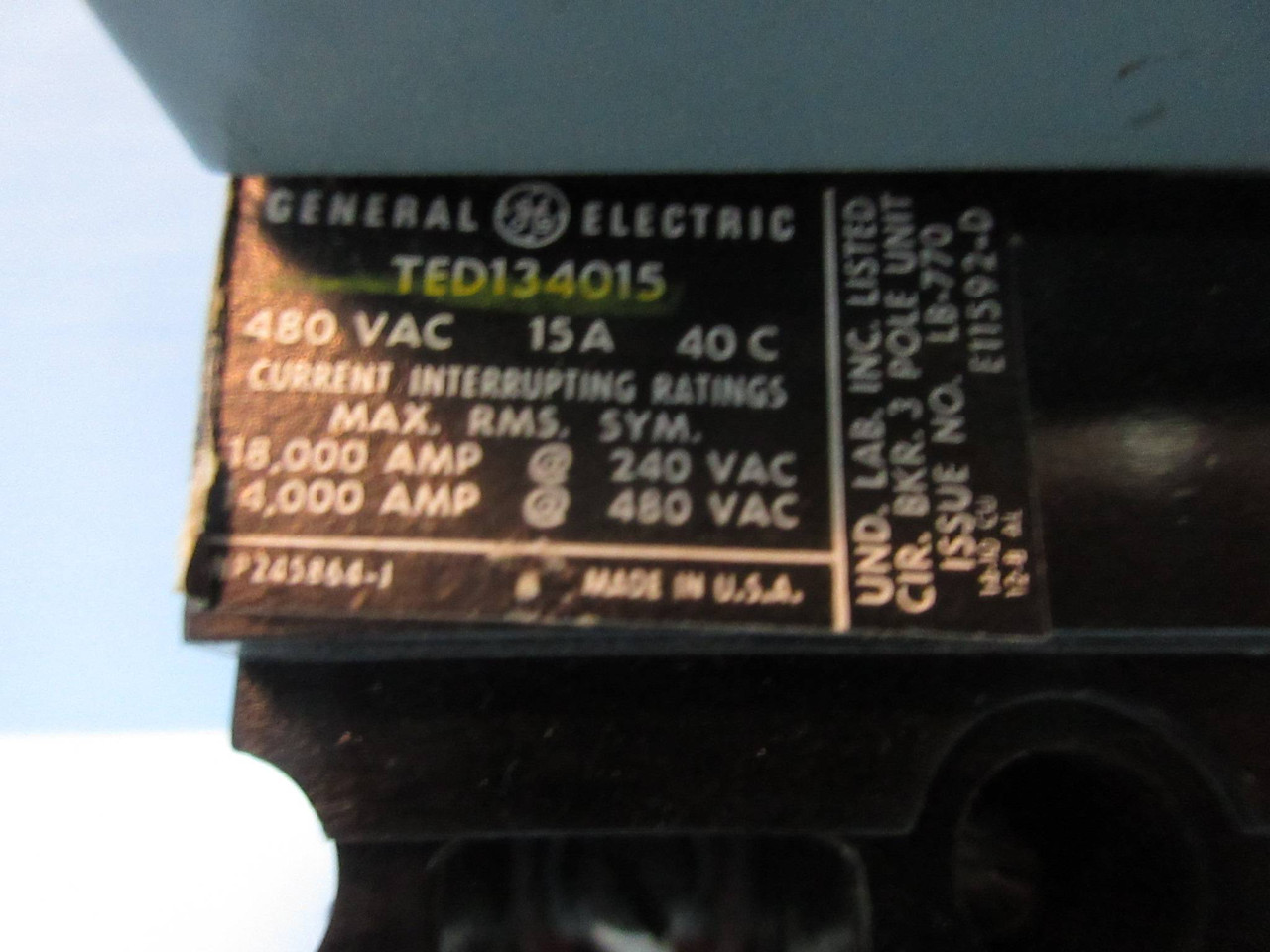 GE Powell Size 1 Starter 15 Amp Breaker 12" Motor Control Center MCC Bucket 7700 (TK2742-9)