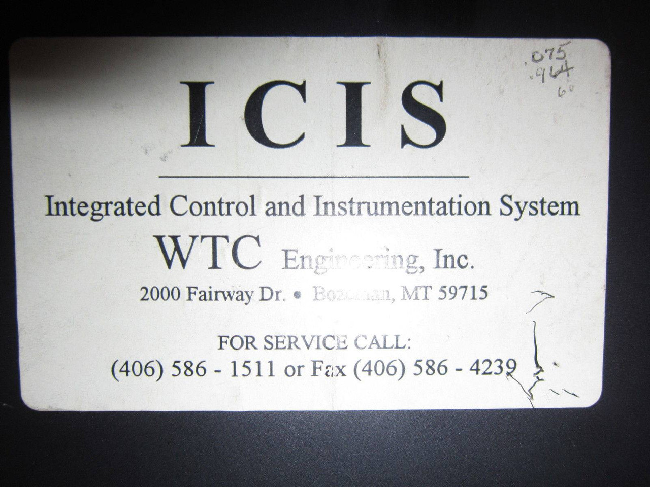 WTC eICIS Integrated Control and Instrumentation System Emission Monitor (EBI5334-2)