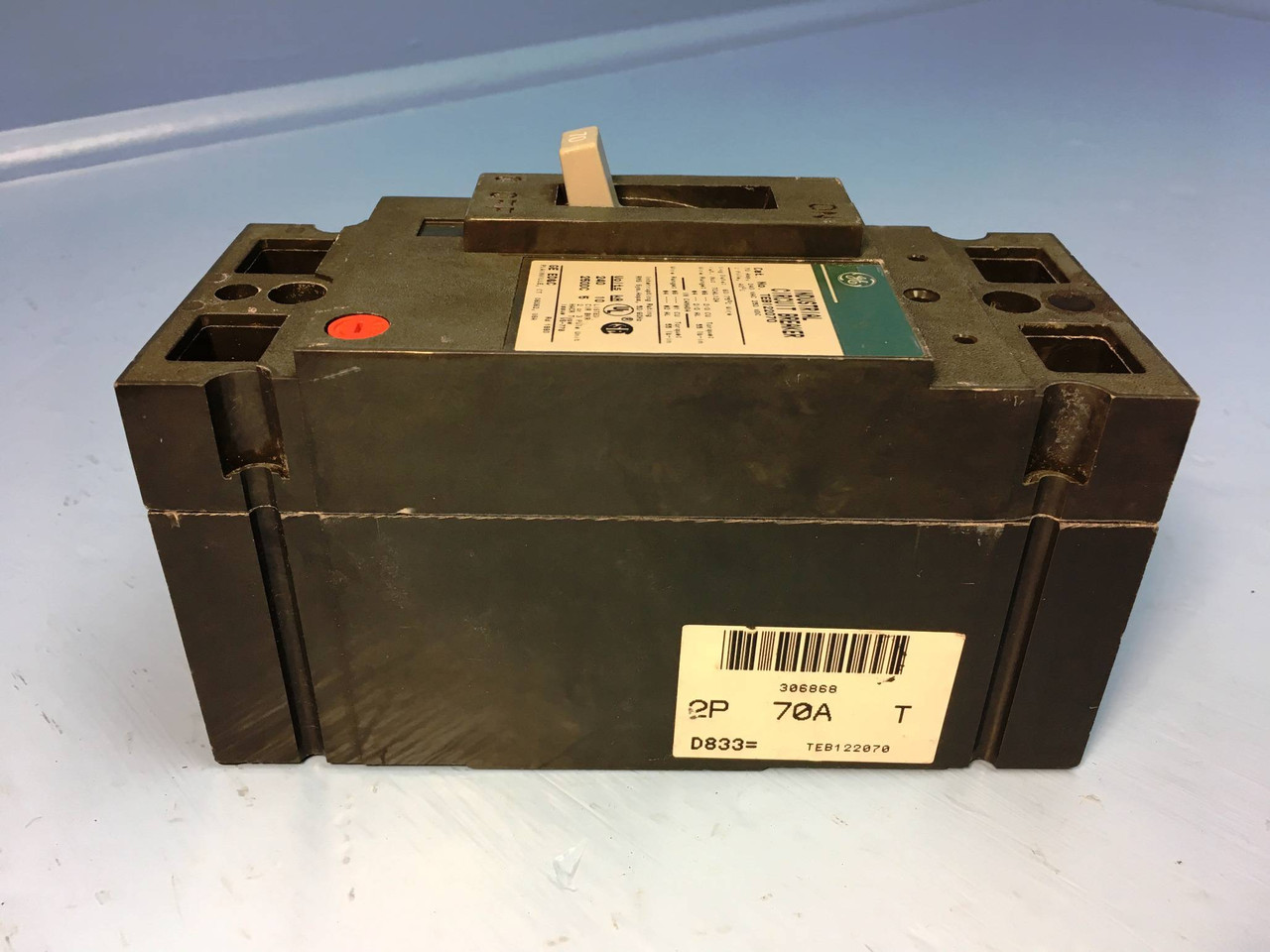 GE 70A TEB122070 Circuit Breaker Green 240V 2 Pole 70 Amp General Electric HACR (EM2144-1)
