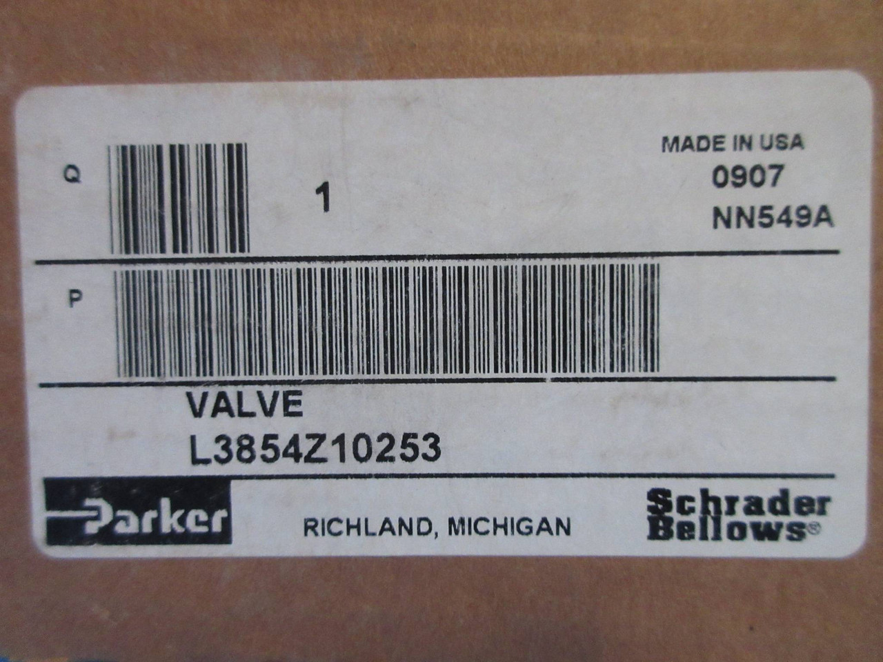 NEW Parker Schrader Bellows L3854Z10253 Valve Assembly 140 PSI 120V NIB (TK2878-2)