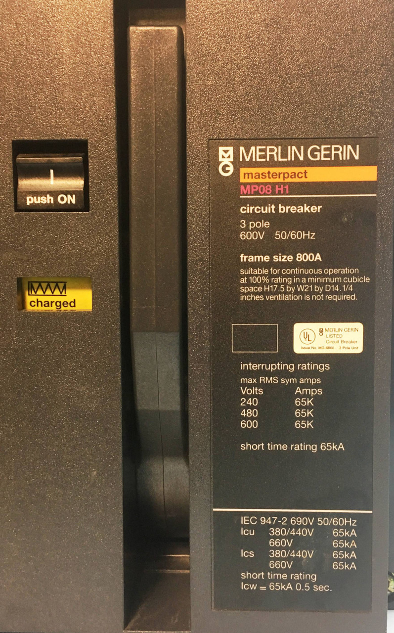 Merlin Gerin MP08H1 800A EO MasterPact LS Circuit Breaker w/ 400 Amp Trip (EM2156-2)