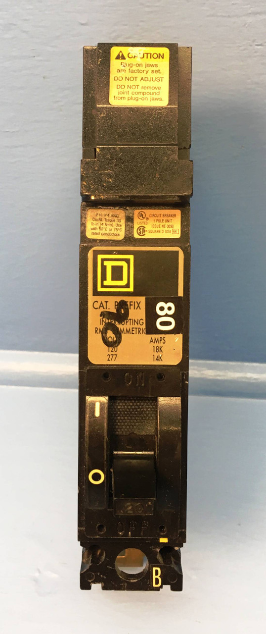 Square D I-Line FY14020BFT 20A Circuit Breaker Thick 277V 1 Pole 20 Amp FY14020B (EM2162-6)