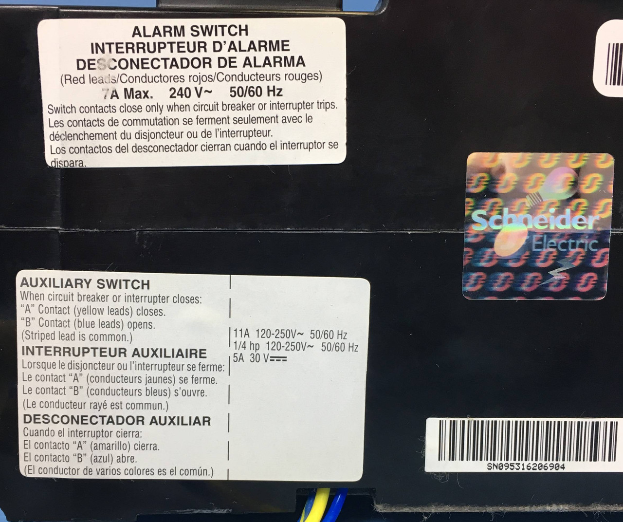 NEW Square D KAL26100WB1253 100A Circuit Breaker Green w Aux & Alarm 100 Amp NIB (EM2178-1)