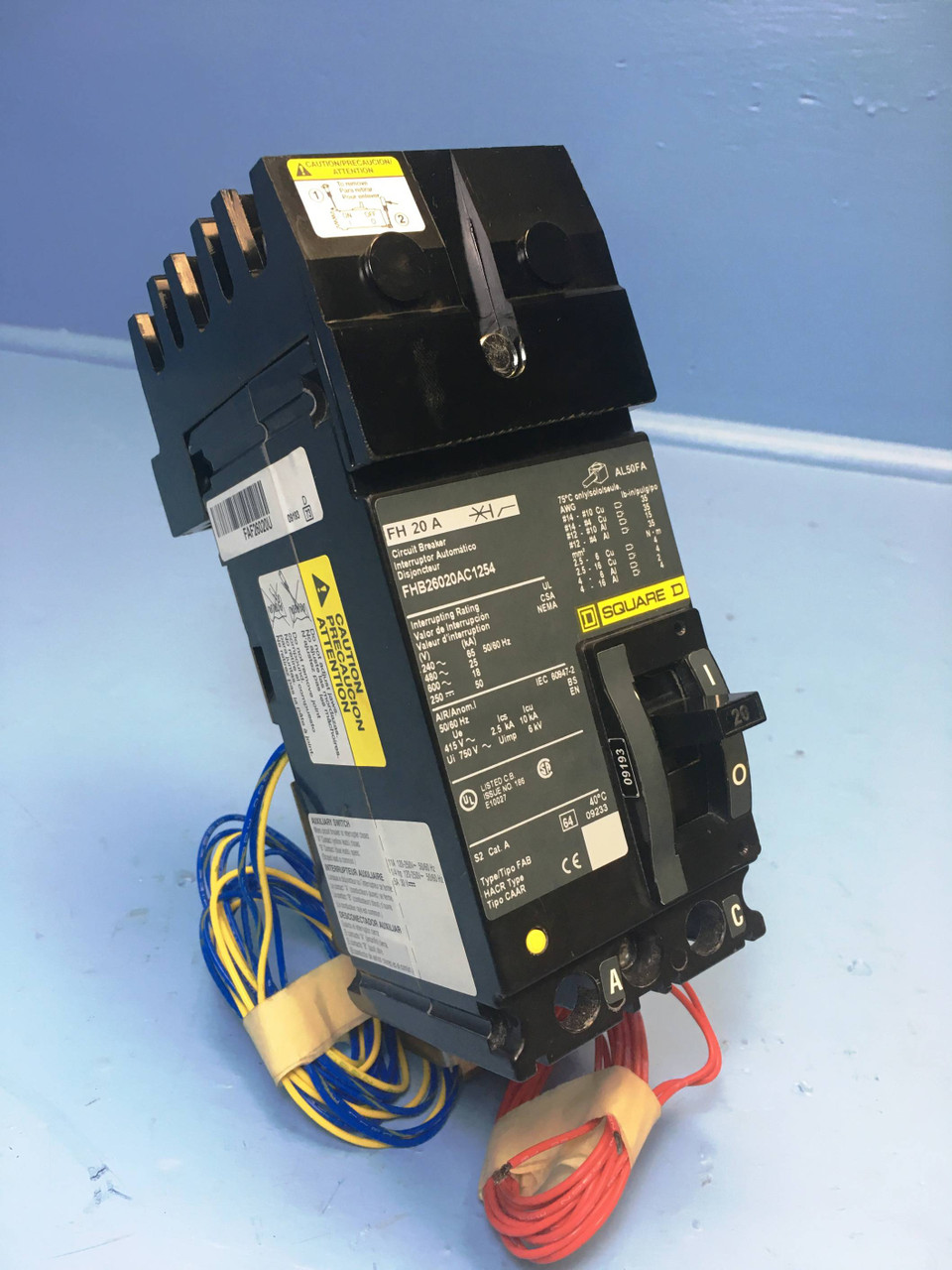 NEW Square D I-Line FHB26020AC1254 20A Circuit Breaker Green FAB S2 20 Amp NIB (EM2230-1)