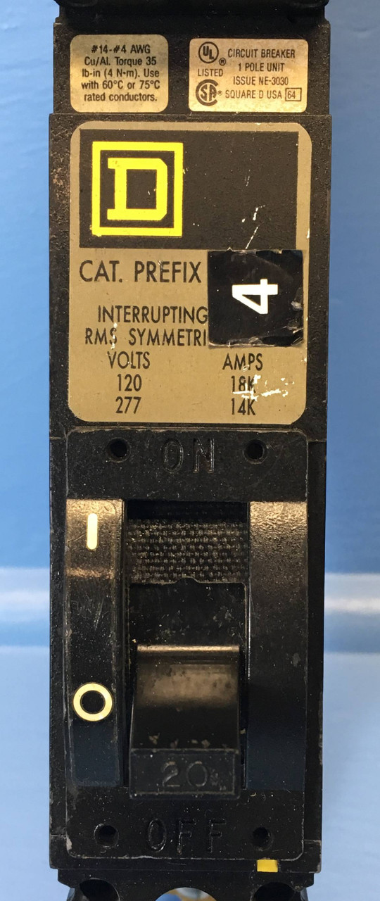 Square D I-Line FY14020CFT 20A Circuit Breaker Thick 277V 1 Pole 20 Amp FY14020C (EM2235-5)