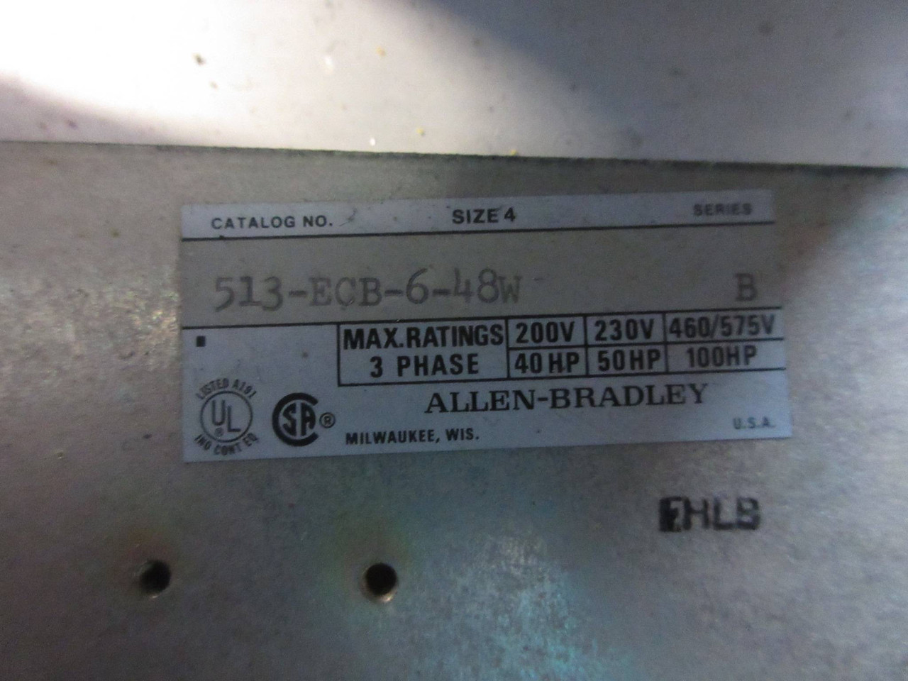 Allen Bradley Stainless Size 4 Starter 250 Amp Breaker Combination Combo Box SS (TK2970-1)