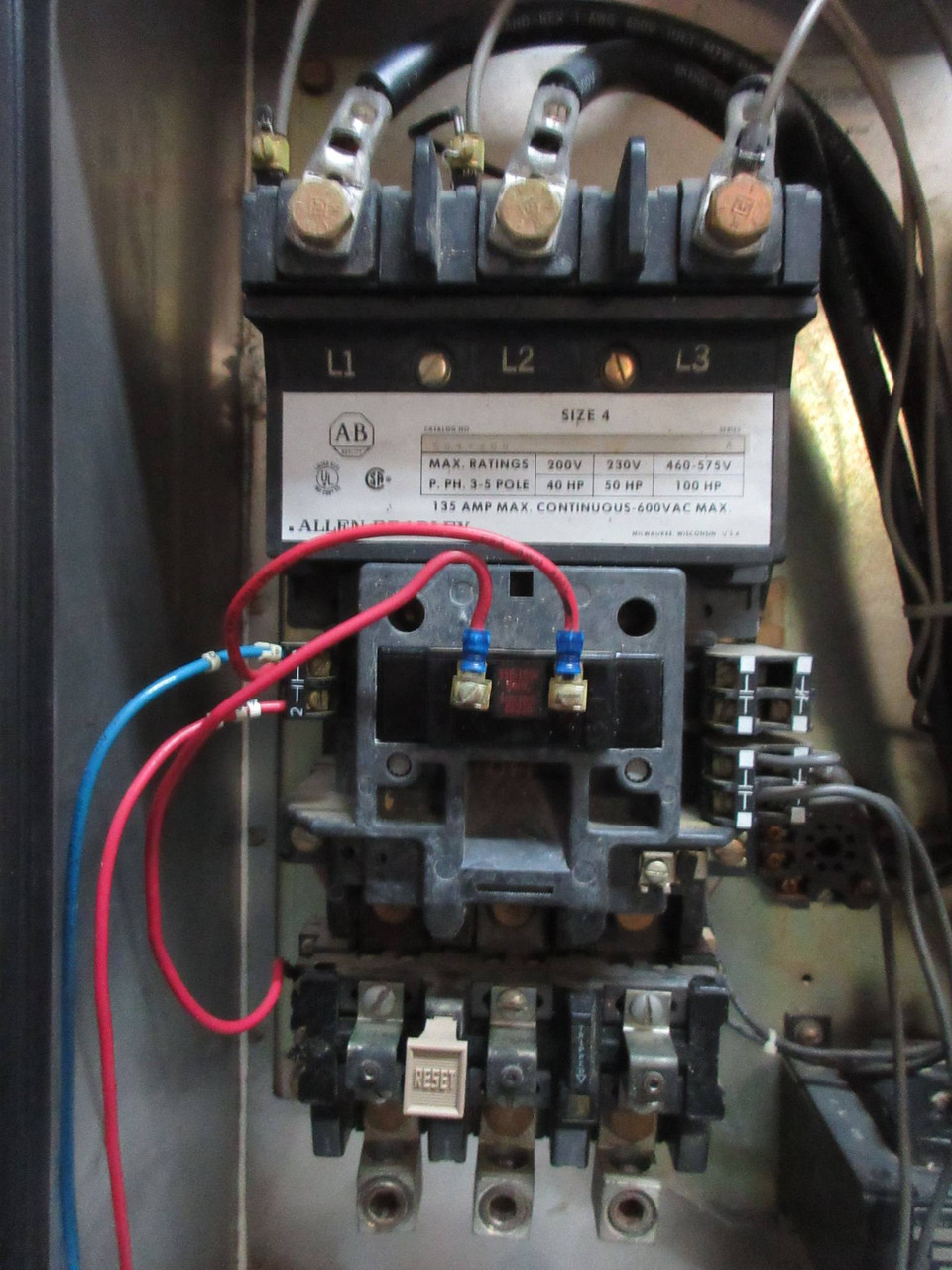 Allen Bradley Stainless Size 4 Starter 250 Amp Breaker Combination Combo Box SS (TK2970-1)