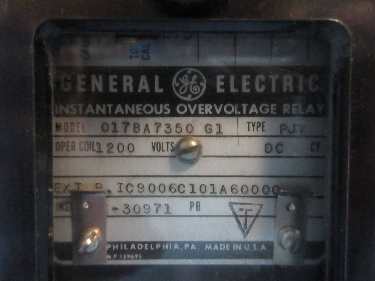 New GE 0178A7350G1 Instantaneous Overvoltage Relay Type PJV General Electric NIB (TK3005-1)