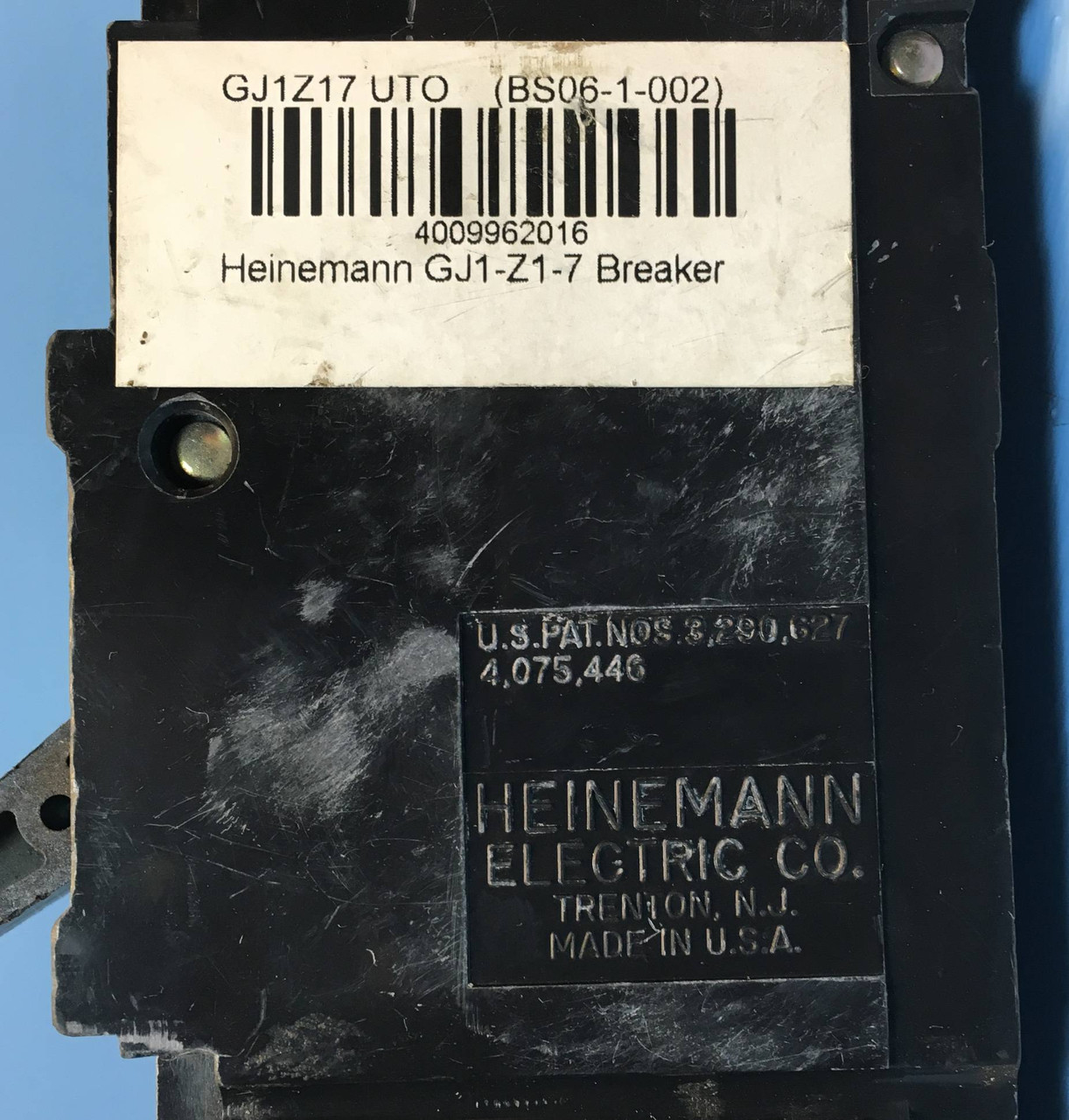 Heinemann GJ1-Z1-7 225A Circuit Breaker 65 Volts DC Hz 1 Pole Eaton 225 Amp (EM2507-1)