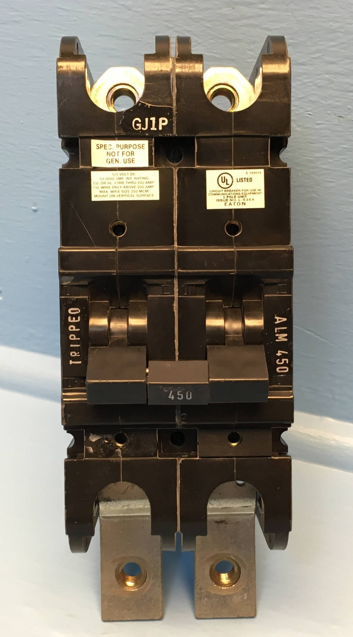 Eaton Heinemann GJ1P-Z79-1 450A Circuit Breaker 2P 65V GJ1P-H99-P-E-DU 450 Amp (EM2515-2)