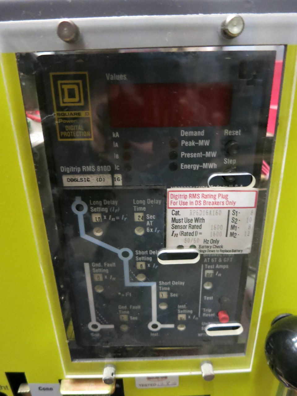 Square D DSL-416 1600A LSIG EO Breaker Digitrip RMS 810D Westinghouse DSL416 (PM2785-1)