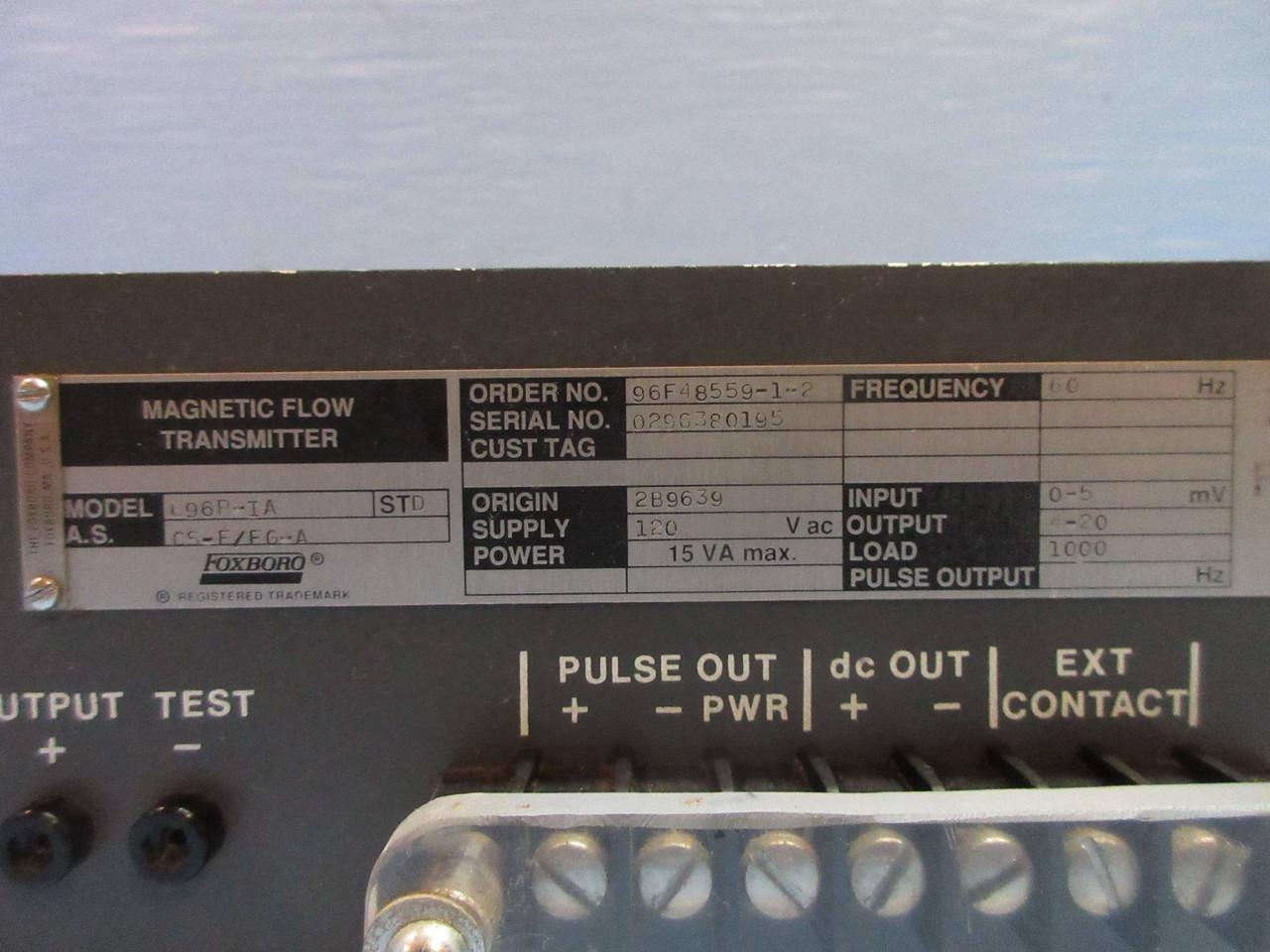 Foxboro E96P-IA Magnetic Flow Transmitter 120V CS-E / FG-A (TK3566-3)